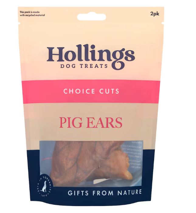 Hollings Pig Ears Natural Dog Treats 2pk