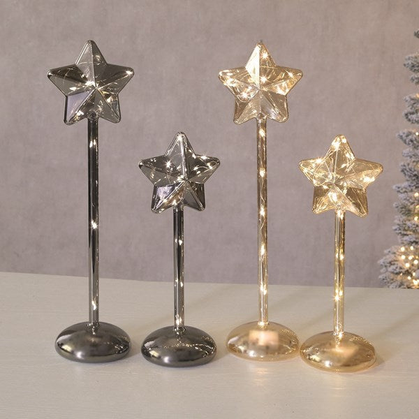LED Glass Star Light 37cm 2 Assorted
