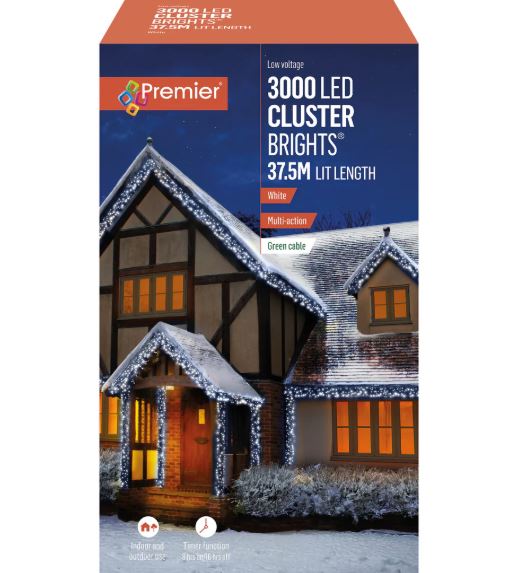 3000 LED Multi-Action Clusterbrights & Timer - White