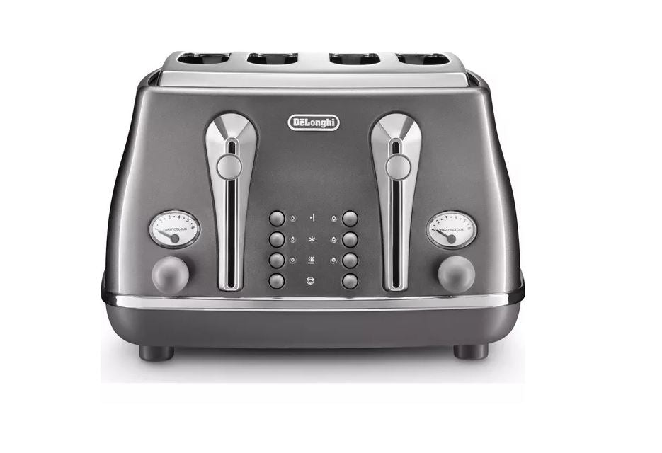 Delonghi Metallics 4 Slice Metal Toaster Grey