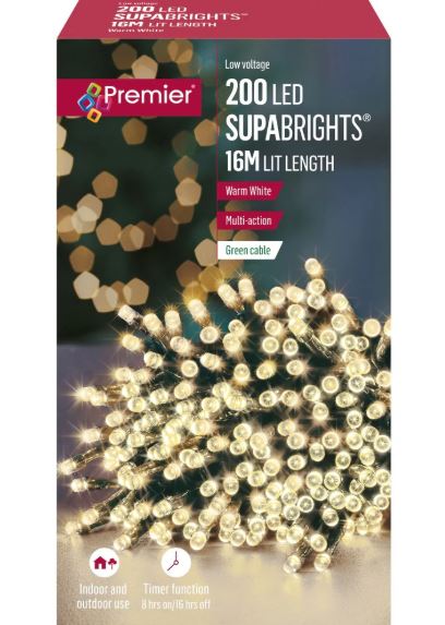 Premier 200 Multi-Action LED Supabrights with Timer - Warm White