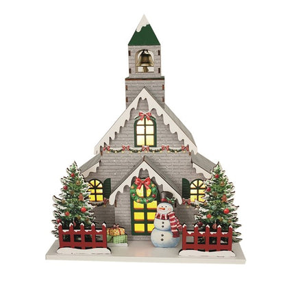 LED Christmas Church Grey 24x30cm
