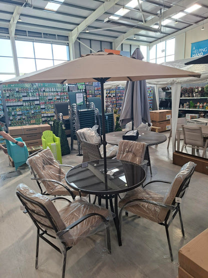 Verona 4 Seater Round Dining Set &amp; Parasol