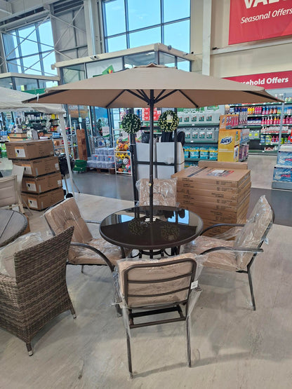 Verona 4 Seater Round Dining Set &amp; Parasol