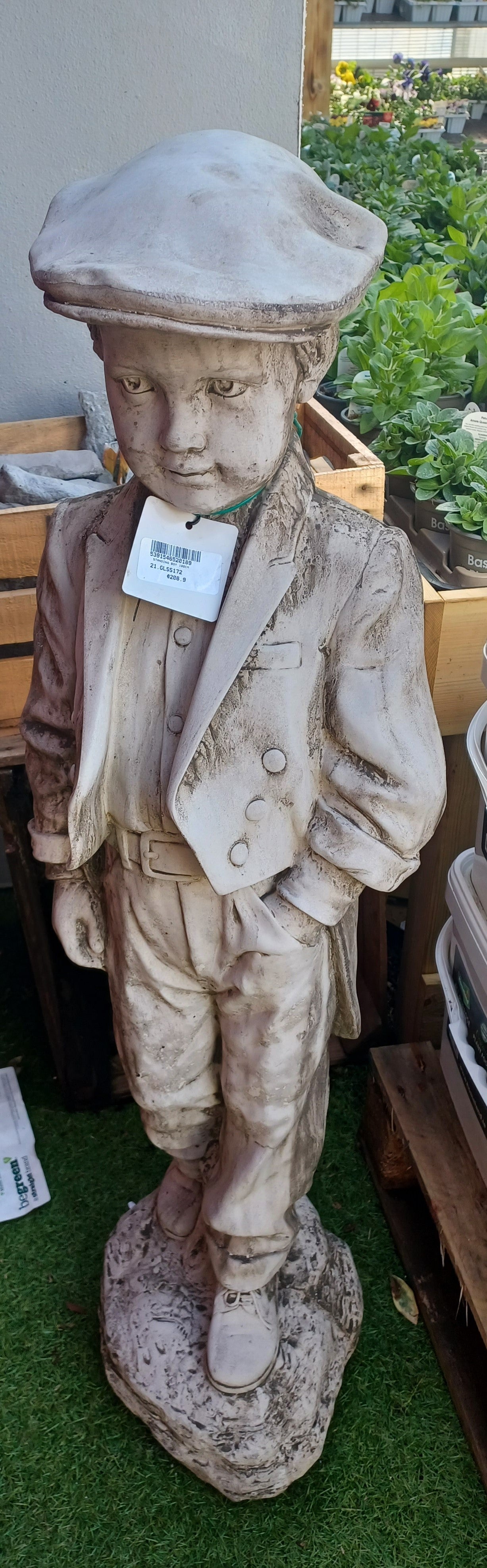 Standing Boy Concrete Garden Ornament - 100cm