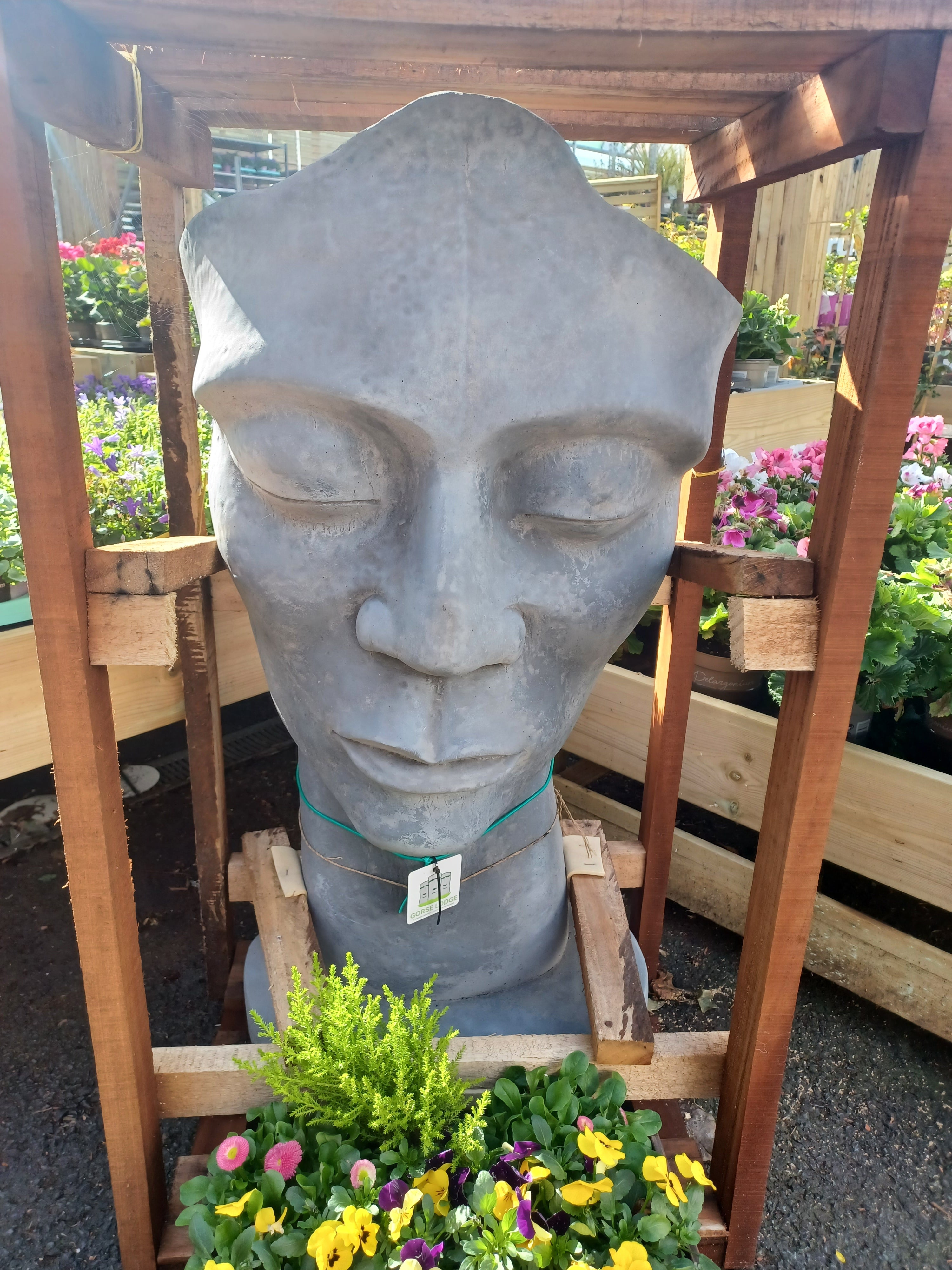 Face Looking to Left Concrete Garden Ornament - 90cm