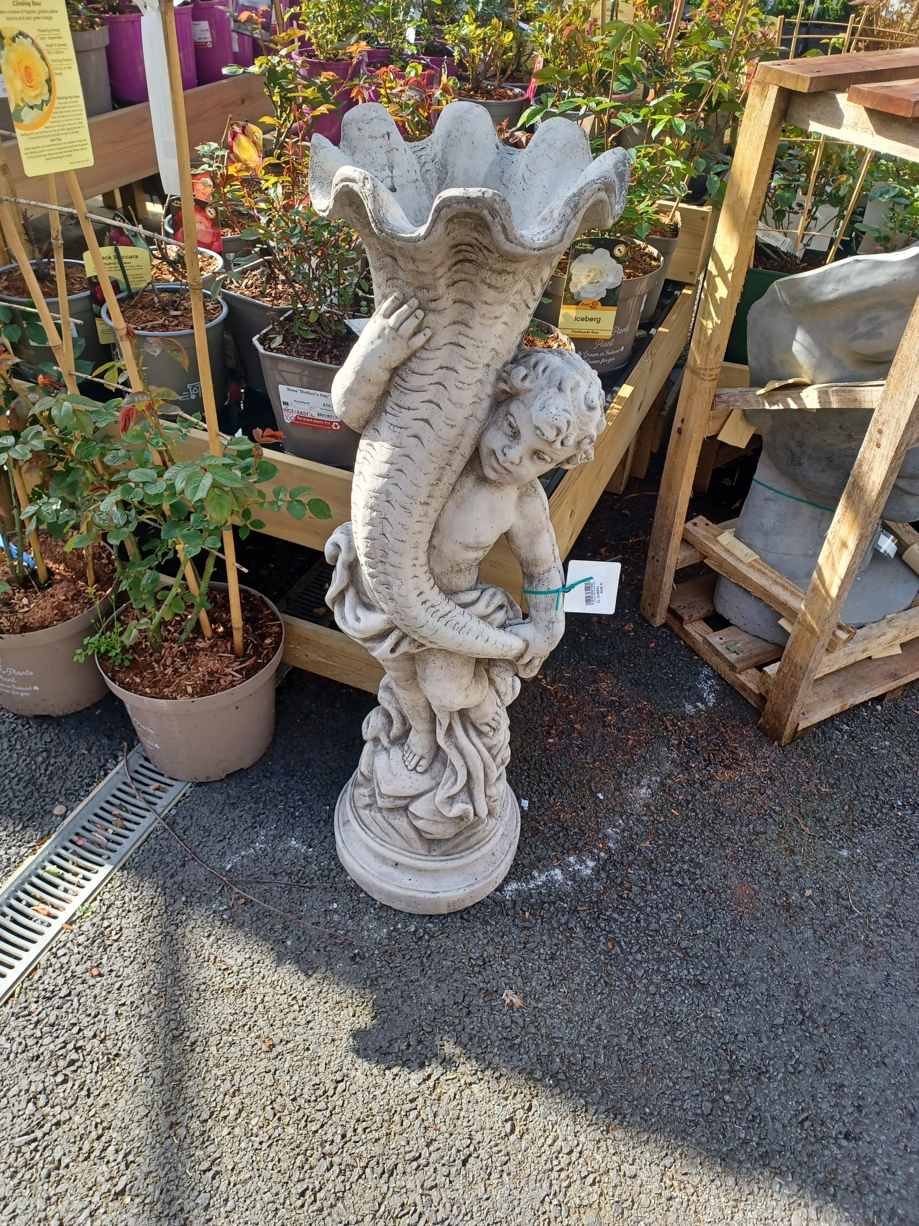 Large Cherub BB Concrete Garden Ornament - 100cm