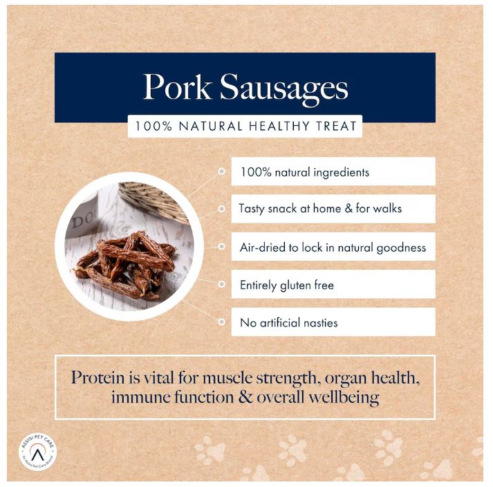 Hollings Pork Sausages Natural Dog Treats 200g