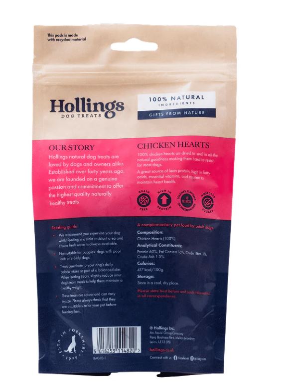 Hollings Chicken Hearts 60g