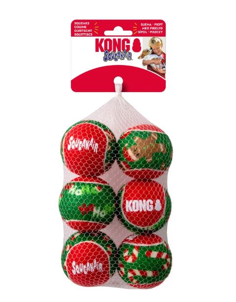 KONG Holiday SqueakAir Balls 6 Pack - Medium