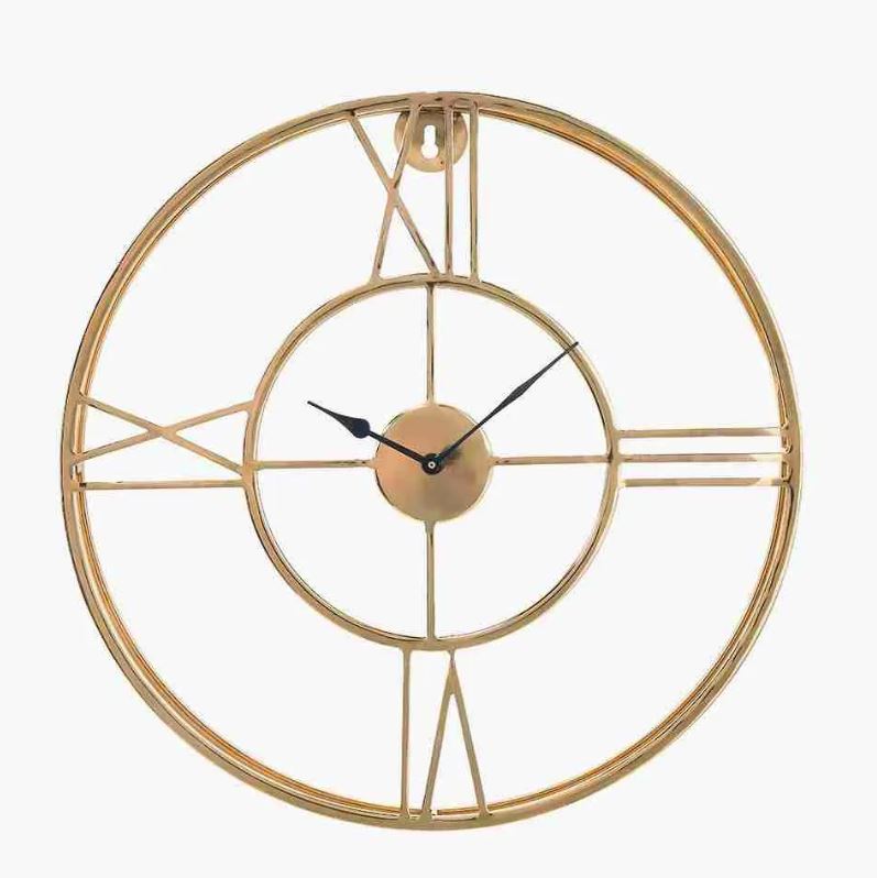 Gold Metal Double Framed Round Wall Clock