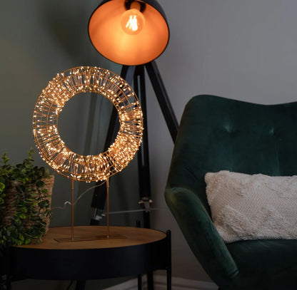 45cm Rose Gold Table Top Wreath with 720 Twinklin