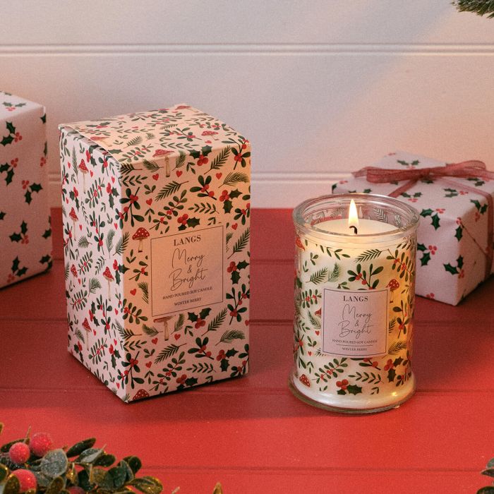 Holly and Berries 280G Glass Jar Candle