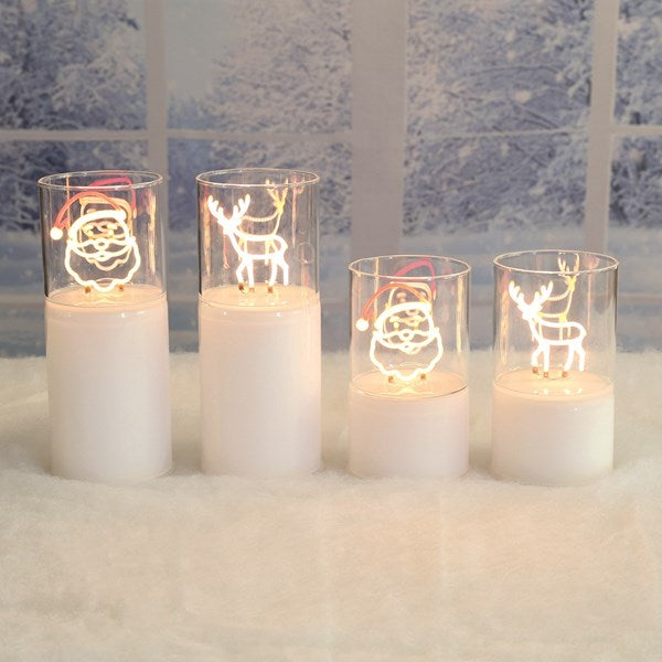 LED Reindeer and Santa Neon Style Decoration 12cm 2 Assorted