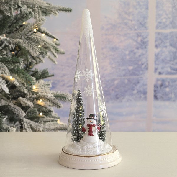 LED Snowman Glass Tree Decoration 28cm