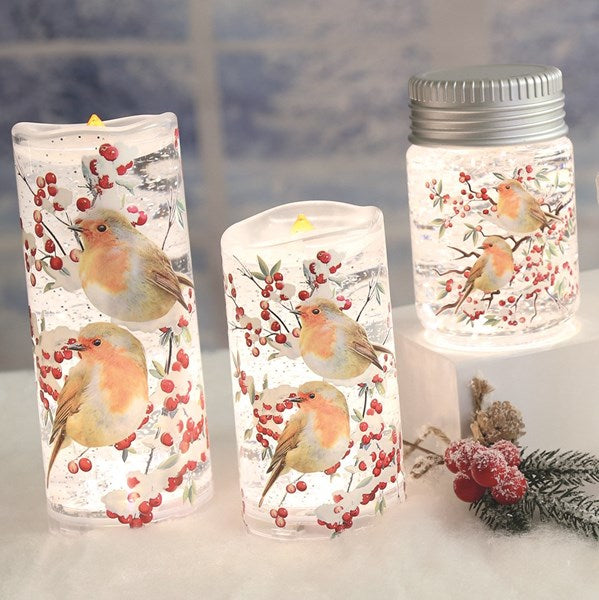 LED Robin Jar Spinner 14cm