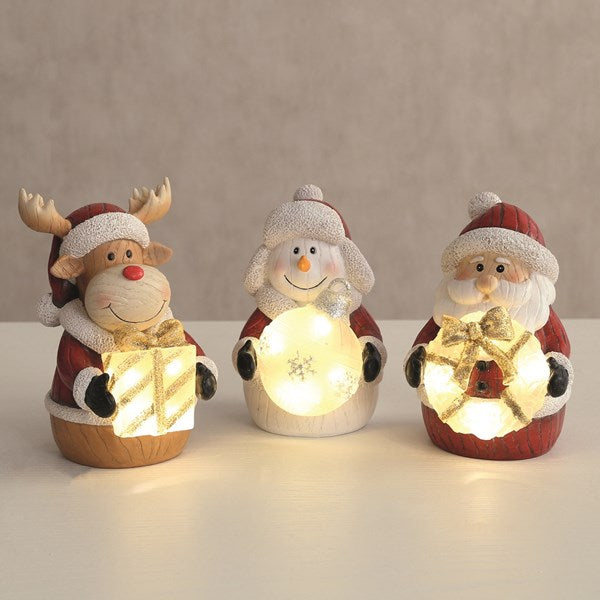 LED Reindeer &amp; Present 16cm