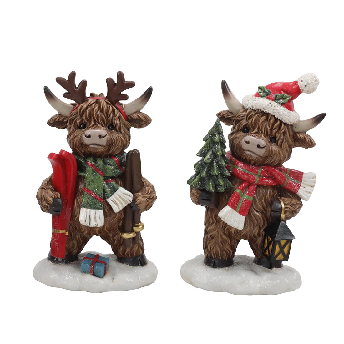 Christmas Highland Cow 16cm - 2 Assorted
