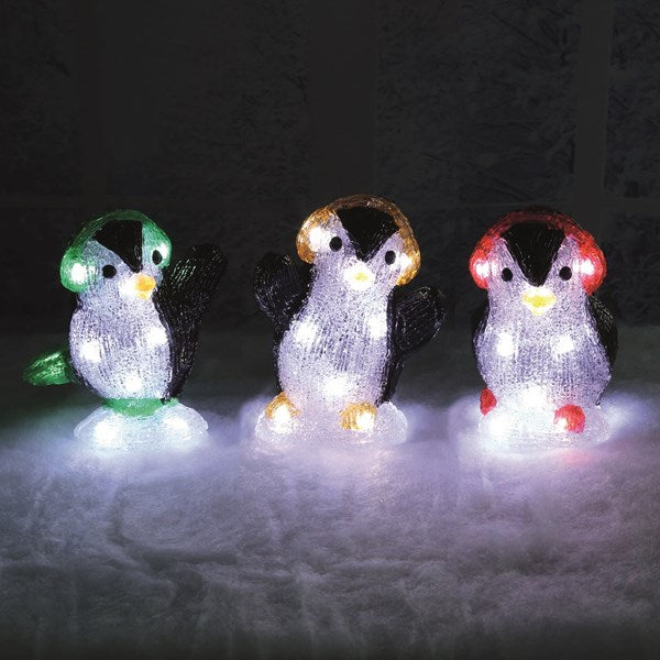 LED Outdoor Penguins 16cm 3 Assorted