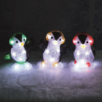 LED Outdoor Penguins 16cm 3 Assorted