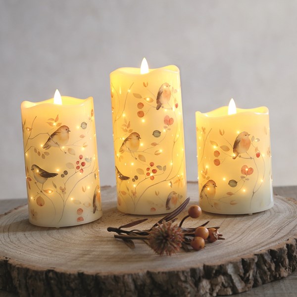 LED Robin Candle 7.5cmx15cm