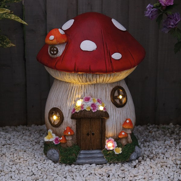 Solar Mushroom House 34cm