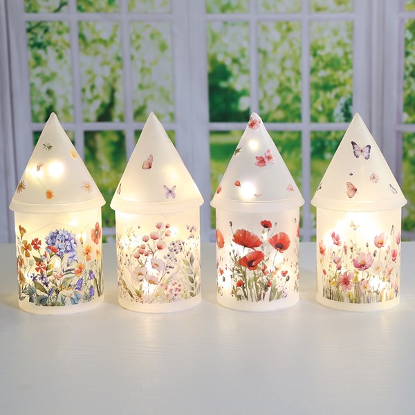 LED Floral House 21cm 4 Assorted