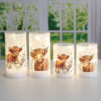 LED Highland Cow 18cm 2 Assorted