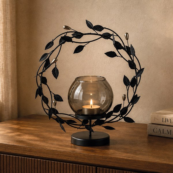 Leaf Round TL Holder 28x33cm