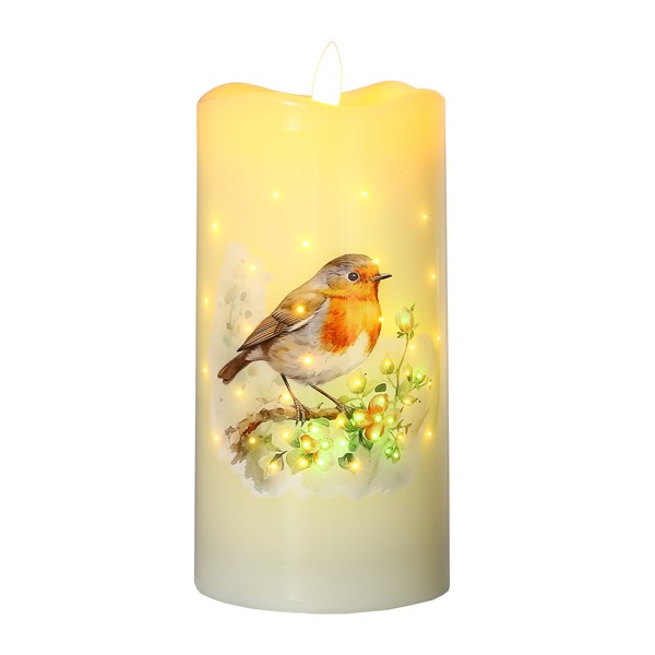 LED Robin Candle 7.5cmx15cm