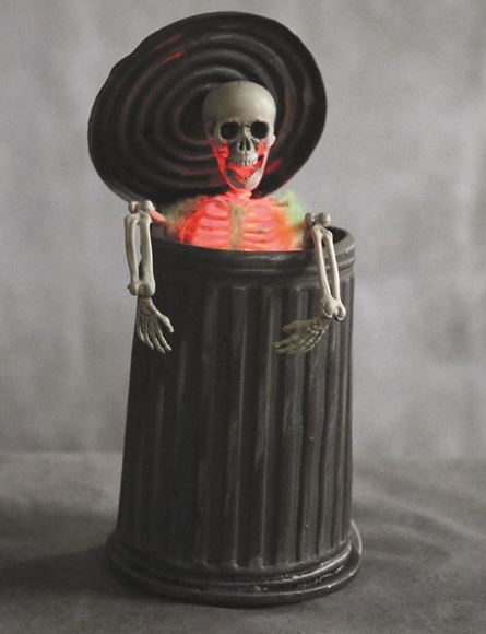 LED Animated Bin &amp; Skeleton 30cm
