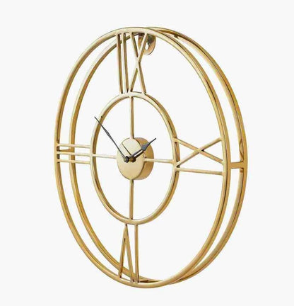 Gold Metal Double Framed Round Wall Clock