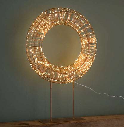 45cm Rose Gold Table Top Wreath with 720 Twinklin