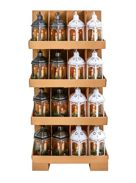 33cm Hexagonal Lantern with Triple Flickabrights 2 Styles (1 Item Only)