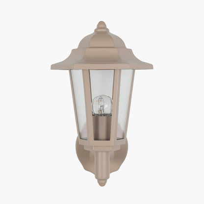Azalea Taupe Metal Hex Lantern Wall Uplighter