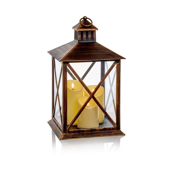 40cm Lantern with 3 Flickabright Candles
