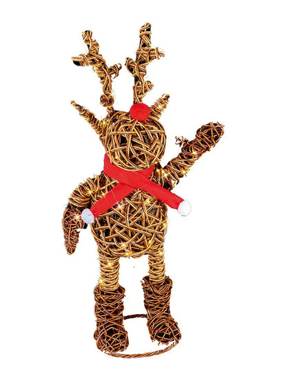 Lit Rattan Reindeer in Boots - 60cm