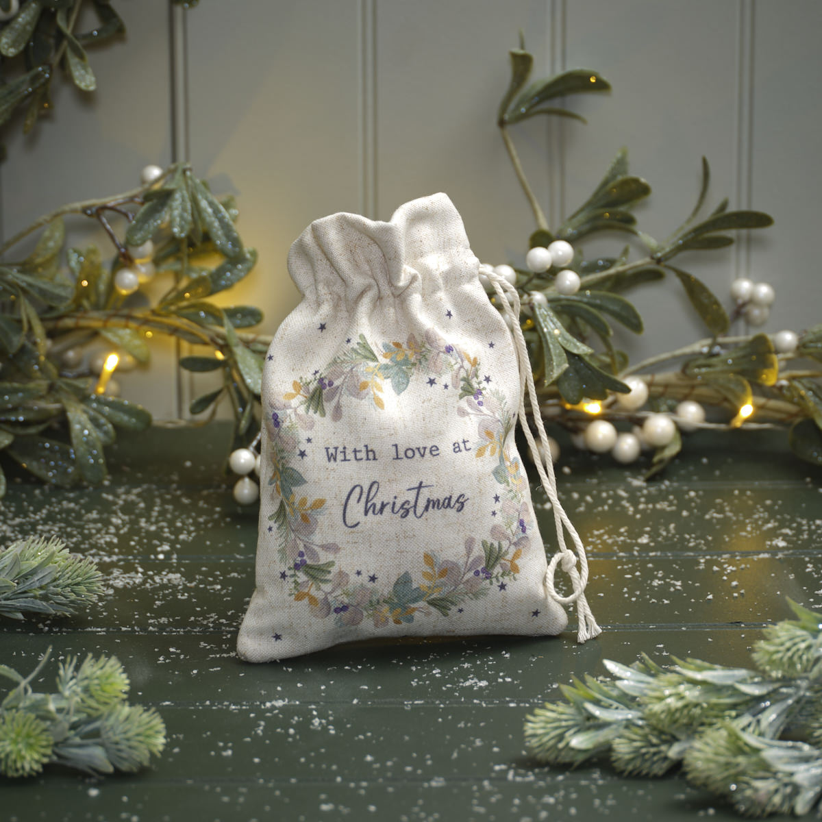 With Love at Christmas Mini Drawstring Bag