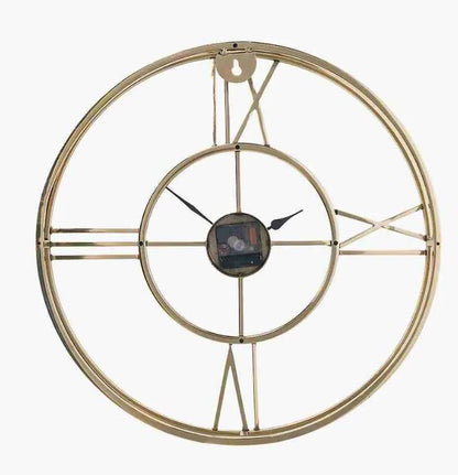 Gold Metal Double Framed Round Wall Clock