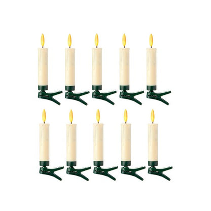 10 Piece Clip on Tree Candle with Flame Lights - 10cm