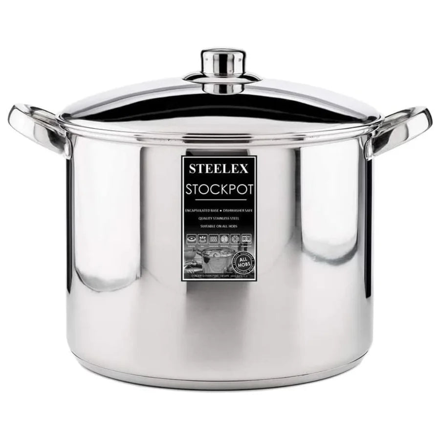 Steelex 28cm Stockpot - Steel Lid 12.5lt
