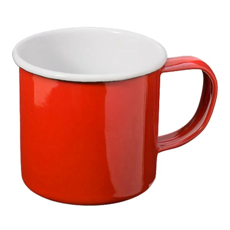 Enamel Mug 8cm- Red with White Rim