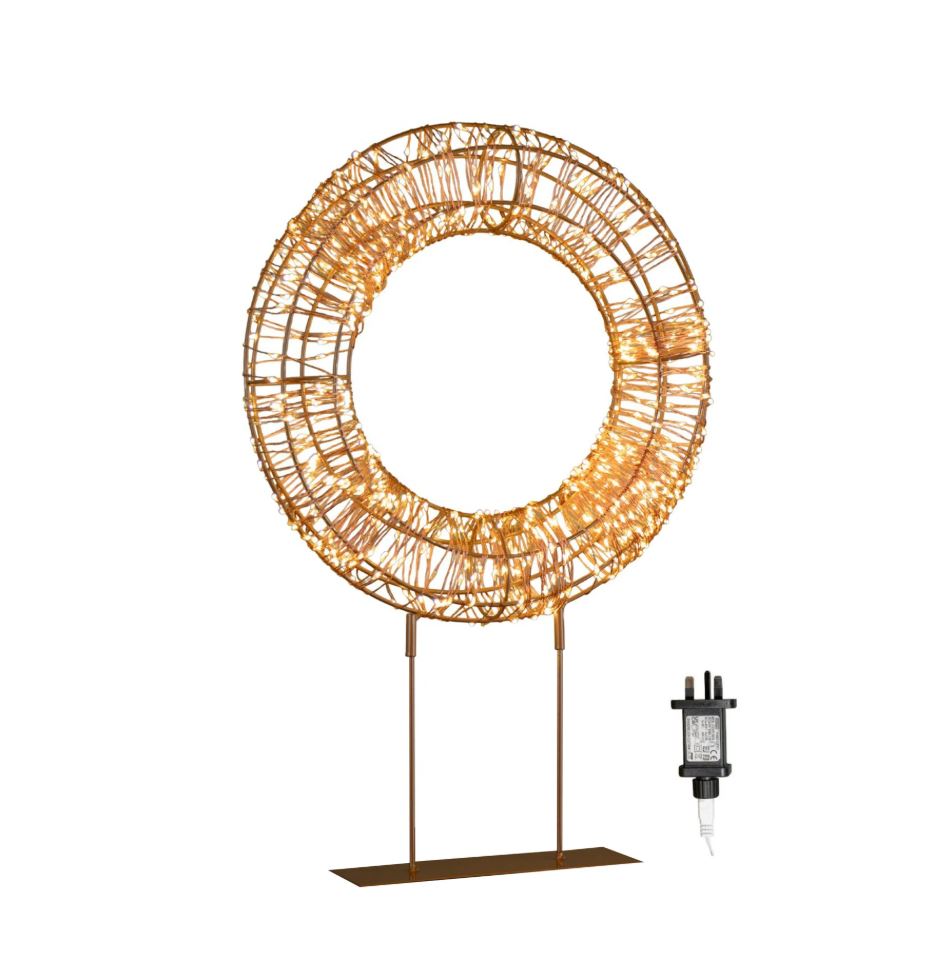 45cm Rose Gold Table Top Wreath with 720 Twinklin