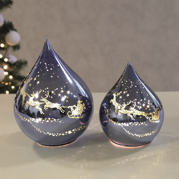 LED Twinkling Teardrop Blue 15cm