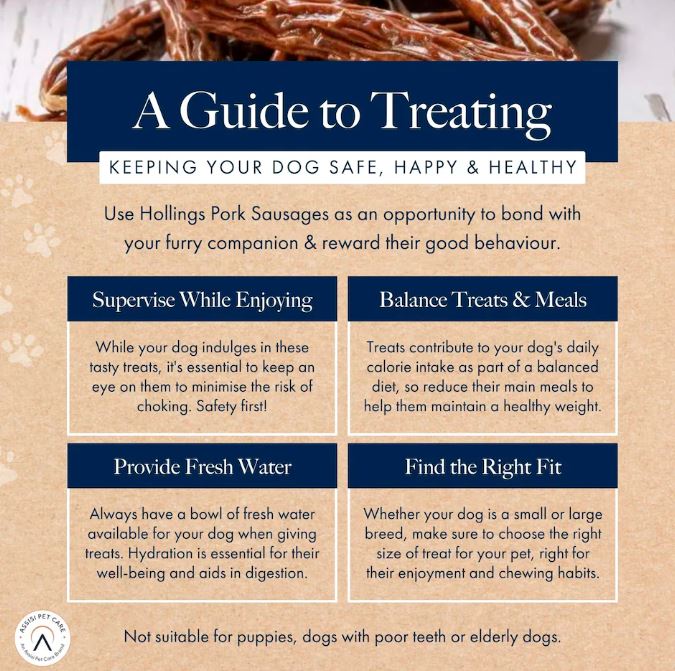 Hollings Pork Sausages Natural Dog Treats 200g