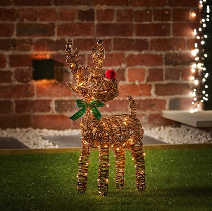 37cm Outdoor Big Nose Reindeer with 40 Warm White LED Lights