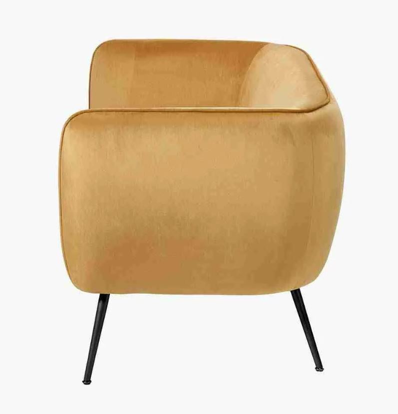 Lucca Gold Velvet and Metal Sofa