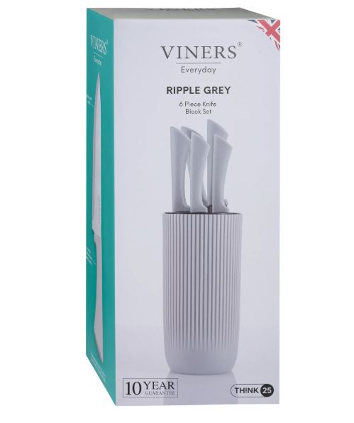 Viners Everyday Grey Ripple 5pc Knife Block Set