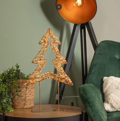 45cm Light up Rose Gold Christmas Tree on Metal Stand with Twinkling Warm White LEDs