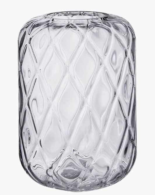 Clear Glass Diamond Optic Vase Small